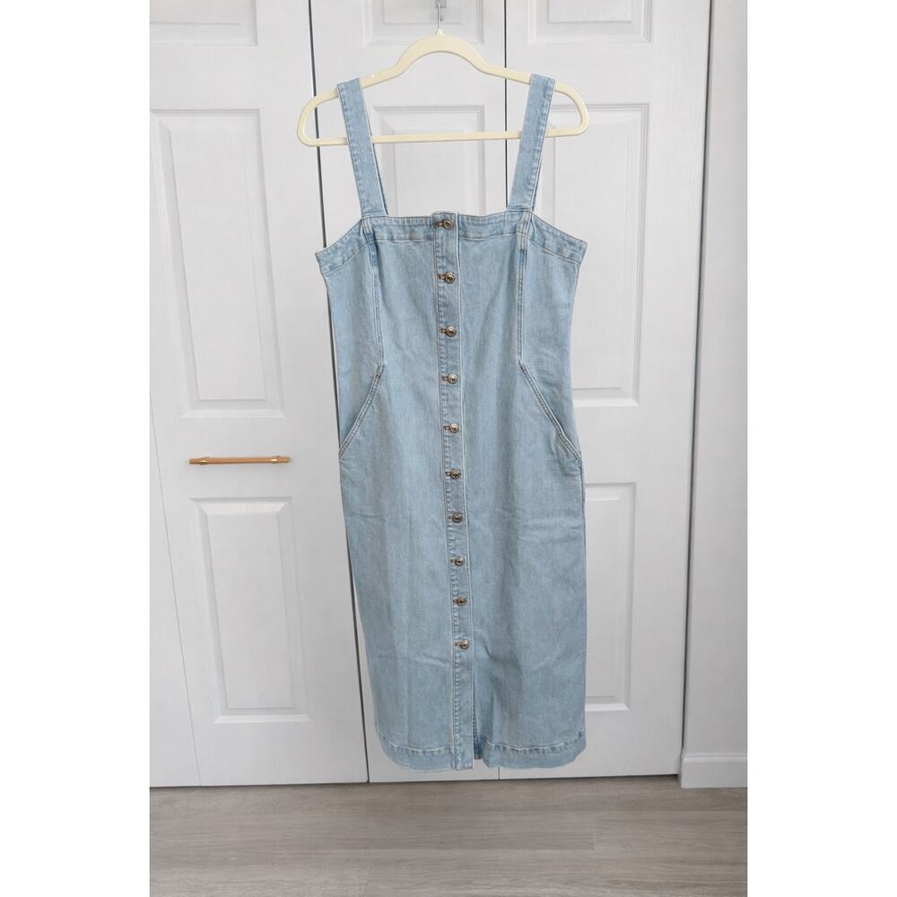 Club Monaco Denim Button Front Midi Dress Indigo Blue Size 10 NWT $249 Retail - Picture 4 of 11